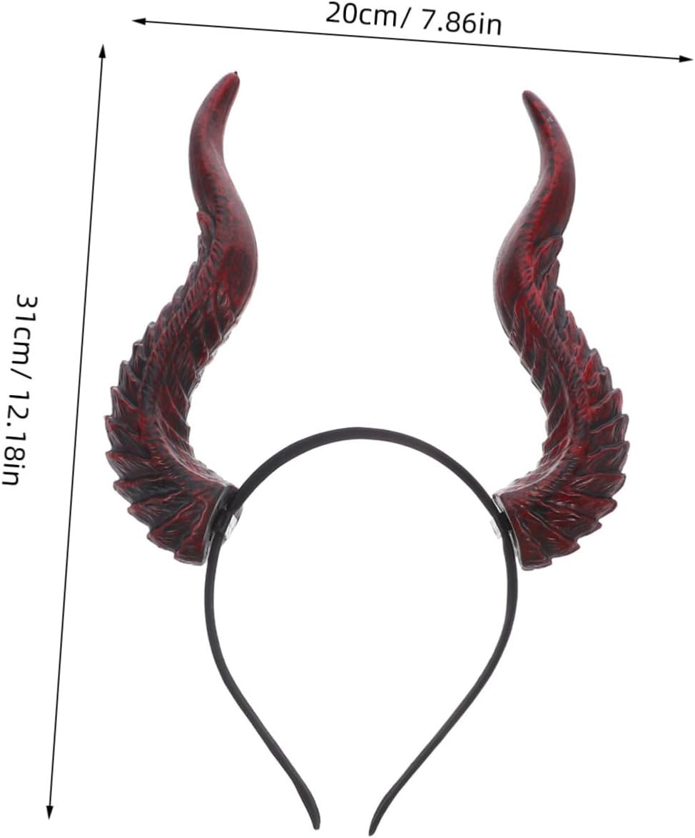 VALICLUD Adjustable Resin Demon Horns Headband Lightweight Halloween Cosplay Accessory for Women and Men Festival Costume Hair for Masquerade and Party Celebrations - Red image number 4