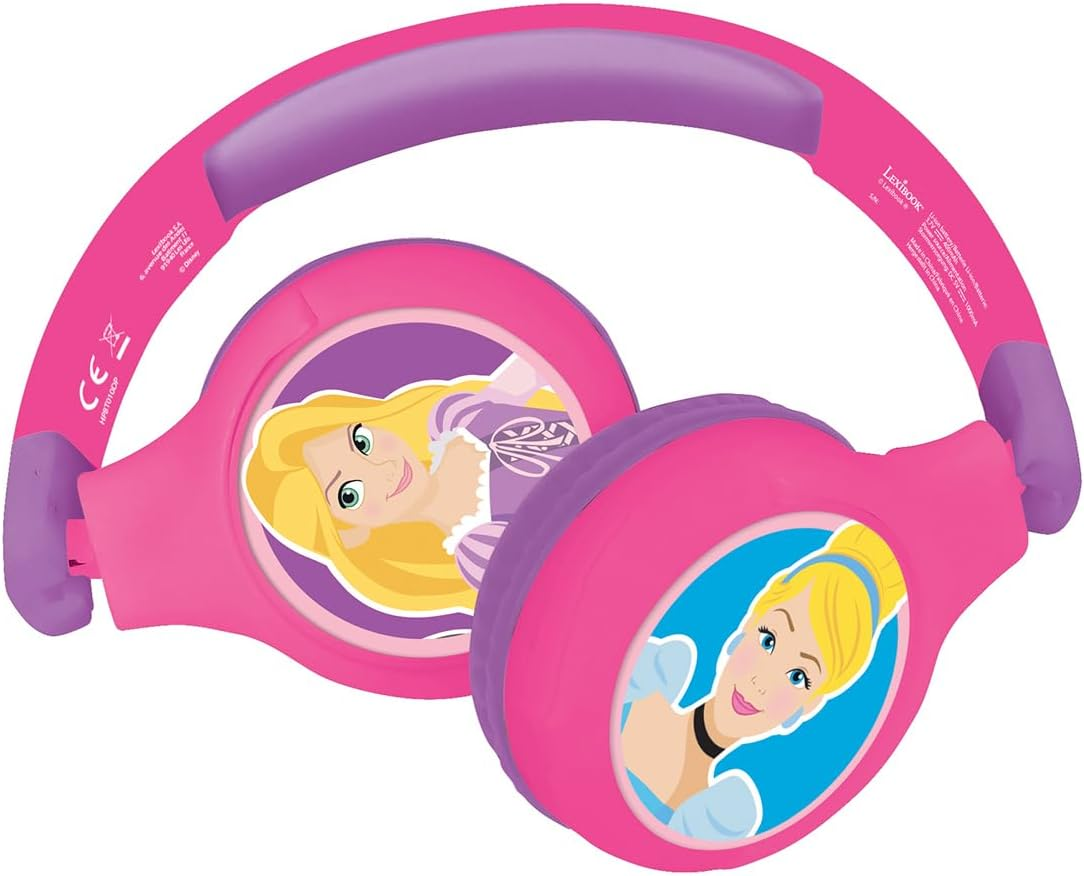 LEXIBOOK Disney Princess 2-In-1 Bluetooth Headphones for Kids - Stereo Wireless Wired, Kids Safe, Foldable, Adjustable, HPBT010DPLXB image number 1