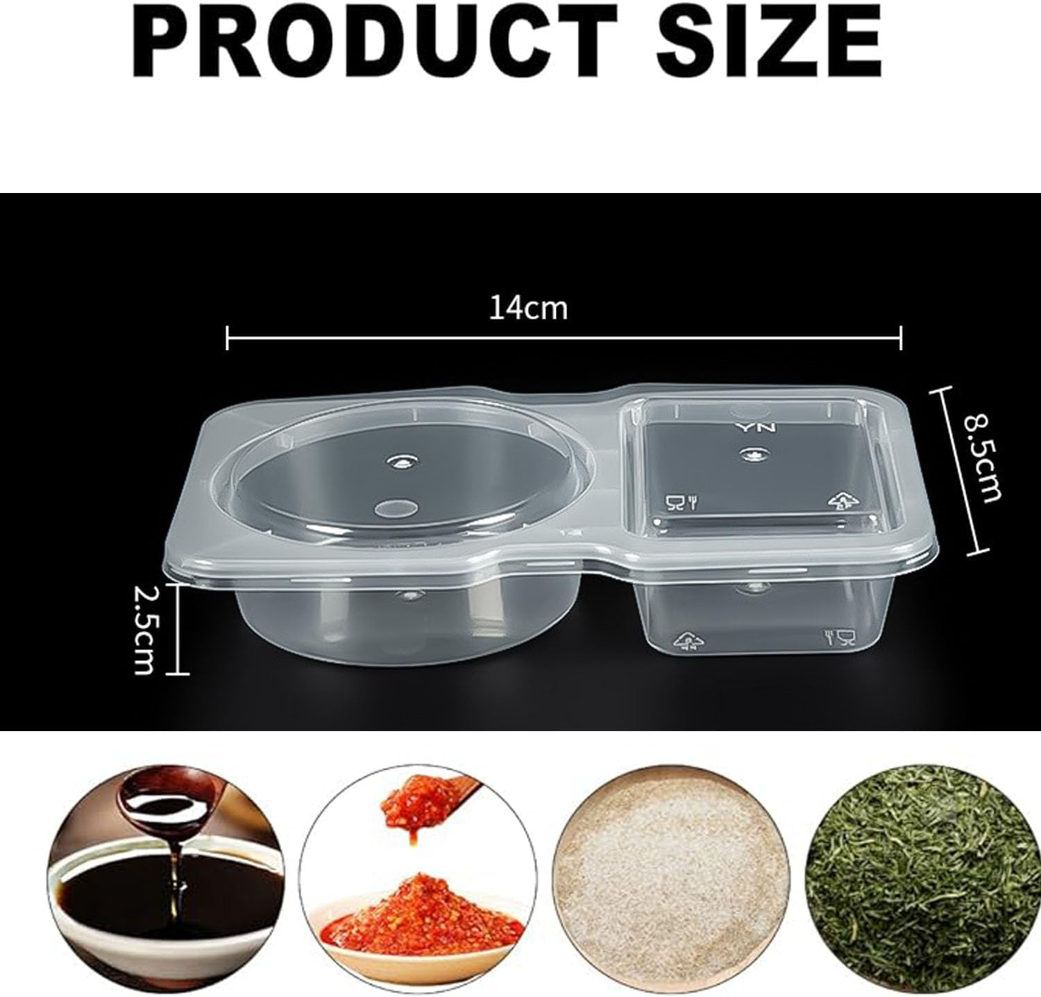 LYSAIMG 30Pcs Double Compartment Condiment Container with Lids,Portable Reusable Sauce Container,Double Compartment Snack Containers for Condiment, Dip, Sauce, Sampling and Travel Snacks
