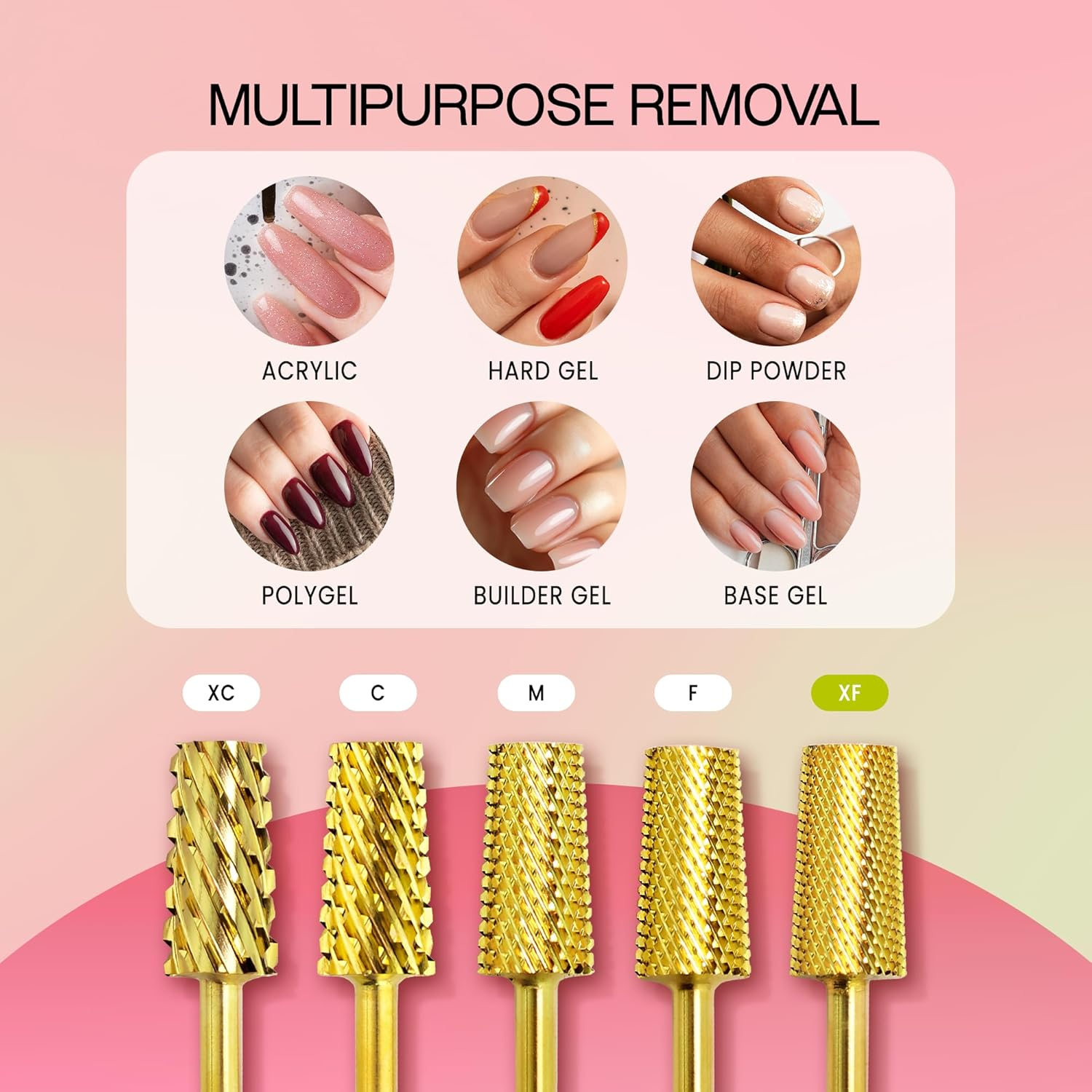 Extra Fine (Gold) : Premium Pana 3/32" Tapered Barrel Carbide Nail Bit -For Electric Dremel Drill Machine, Nail Art Design, Manicure, Pedicure, Nail File, Cuticle Clean Etc. (Extra Fine Grit image number 6