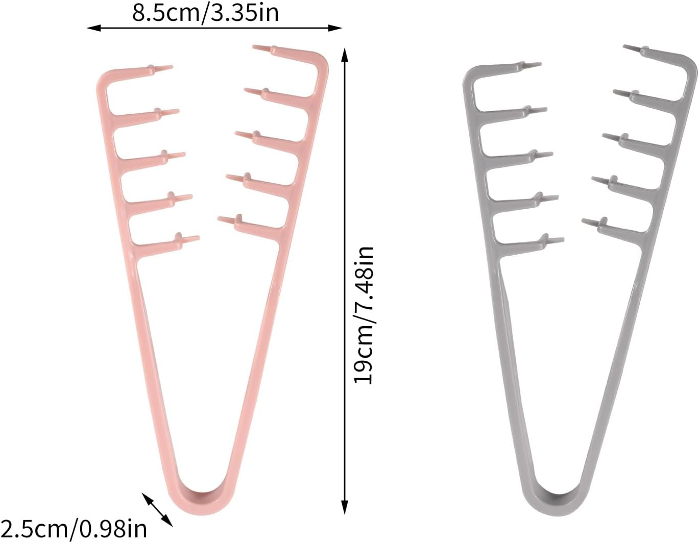 Sinbana 2Pcs Volumizing Wide-Toothed Hair Combs, Portable Fluffy Texture Styling Tools Root Volume & Bangs Seam Grooming Accessory for Women Men Home Travel (Pink, Gray) image number 6