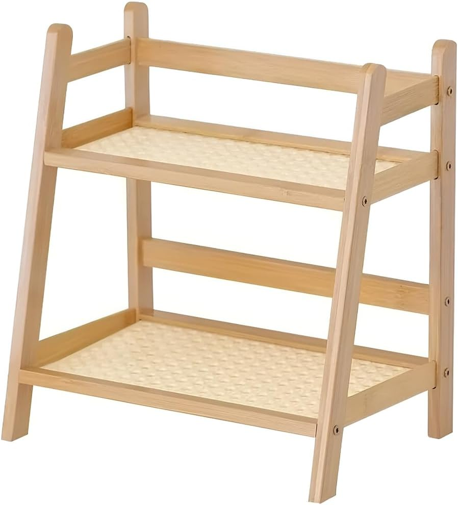 Double Layer Storage Rack with Durable Mayerial, Portable Kitchen Accessories Holder, Bamboo Desk Organizer, Durable & Minimalist Design for Home, Office, Dormitory