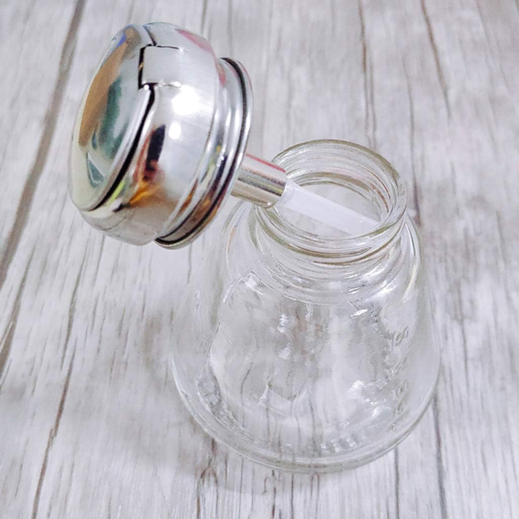 Anti-Rust Steel Push down Empty Lockable Pump Dispenser Bottle for Nail Polish and Makeup Remover, 150Ml image number 2