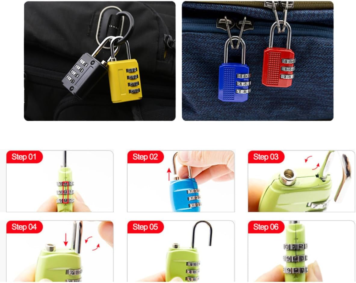 PACKOVE 5Pcs Zinc Alloy 4-Digit Combination Padlock Set for Suitcase Luggage Gym Lockers Travel Backpack Cabinet Security Locks image number 6