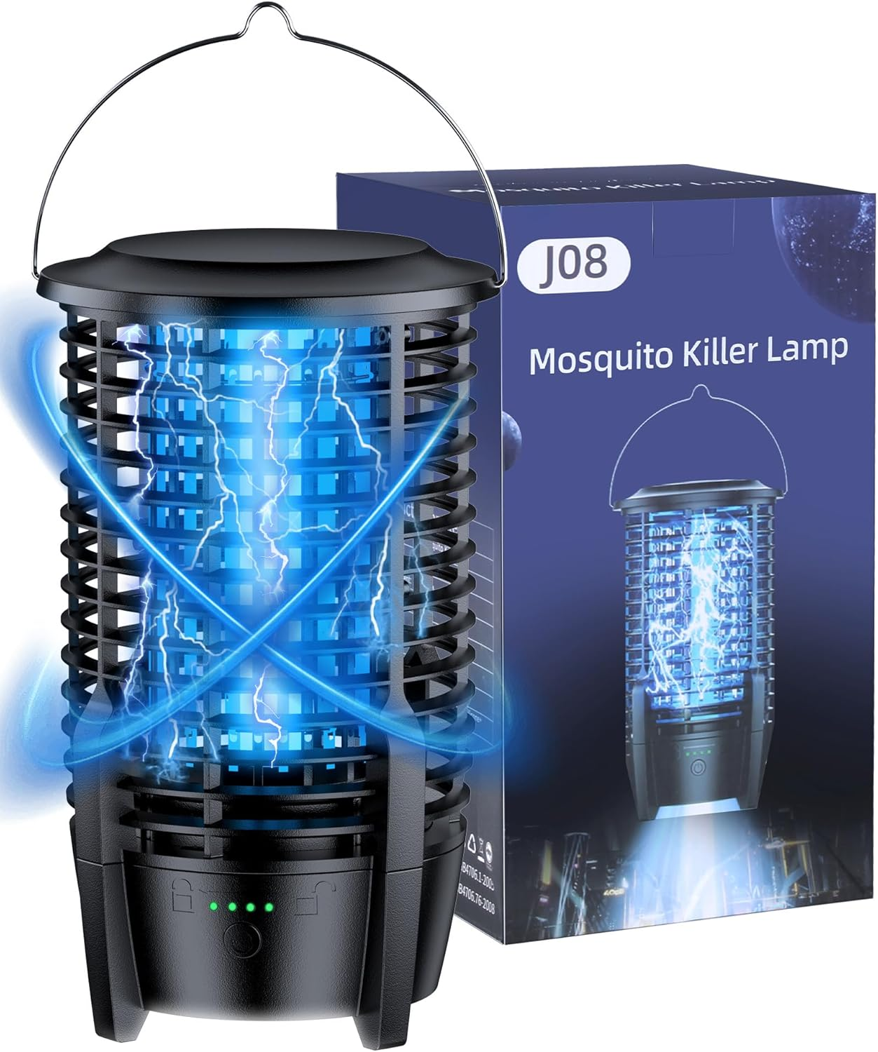 Bug Zapper Electric Flytrap, Rechargeable Mosquito Zapper 4200V Fly Zapper with LED Light Insect Killer, Fly Killer IPX5 Waterproof Mosquito Trap Outdoor for Patio, Backyard, Garden image number 3