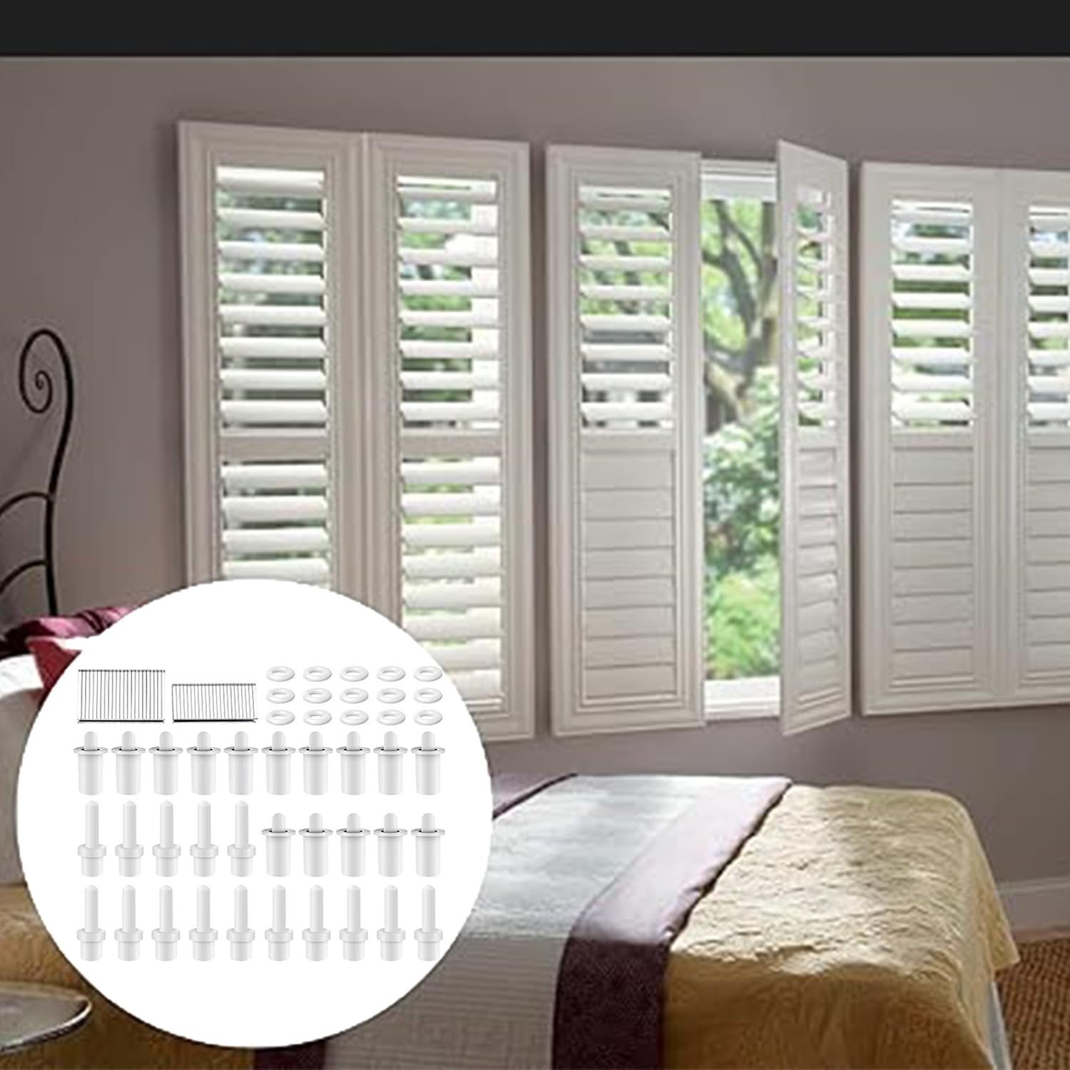 Roczential125 Pcs Plantation Shutter Pins Kit with 15 Pcs Springs, Spring Loaded Plantation Shutter Parts, Louvers Repair Pins Easy to Replacement, Louver Movable Blade Repair Parts
