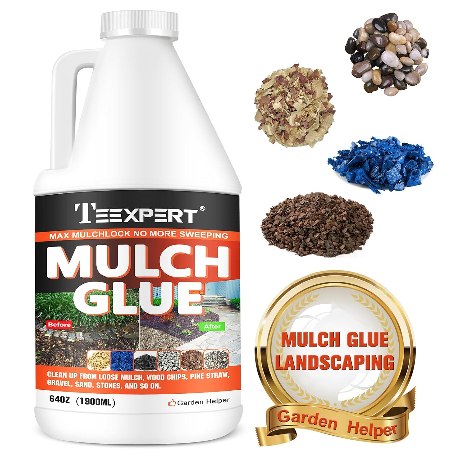 Teexpert Mulch Glue - 0.5Gallon/64Oz for Landscaping, High Strength Landscape Adhesive, Gravel Stabilizer, Binder for Gravel, Mulch & Bark image number 5