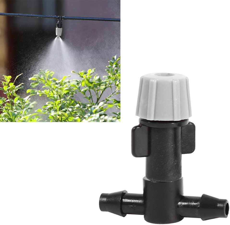 20Pcs Misting Sprinkler Nozzles, Plastic Irrigation Nozzles Tee Joints for Misting System (Black and Grey) image number 6