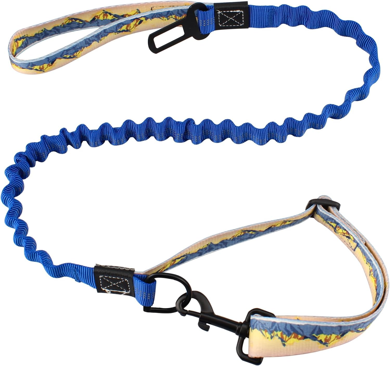 Proxima Direct Dog Car Seat Belt, Retractable Dog Car Harness Lead with Elastic Bungee Buffer, Reflective Nylon Adjustable Pet Dog Collar Leash with Safe Clip Buckle for All Cars Travel Camping Blue image number 3