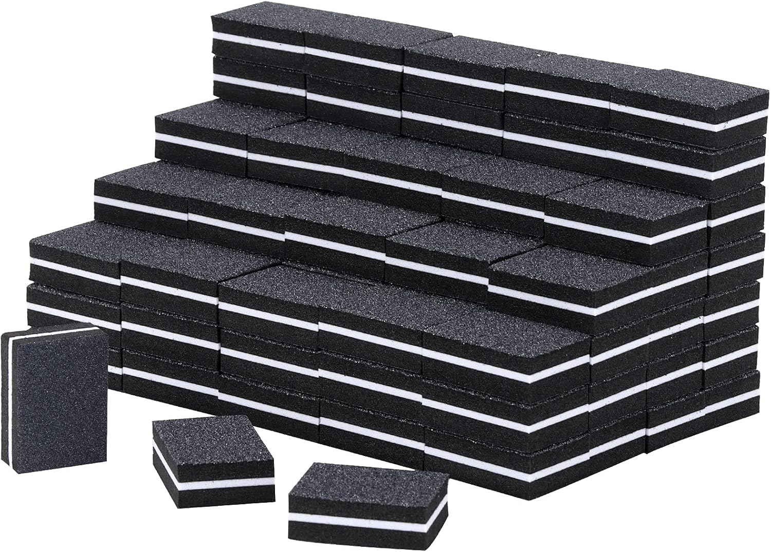 100 Pcs Mini Buffers for Nails 180/100 Grit Buffer for Acrylic Nails for Nail Care(Black)