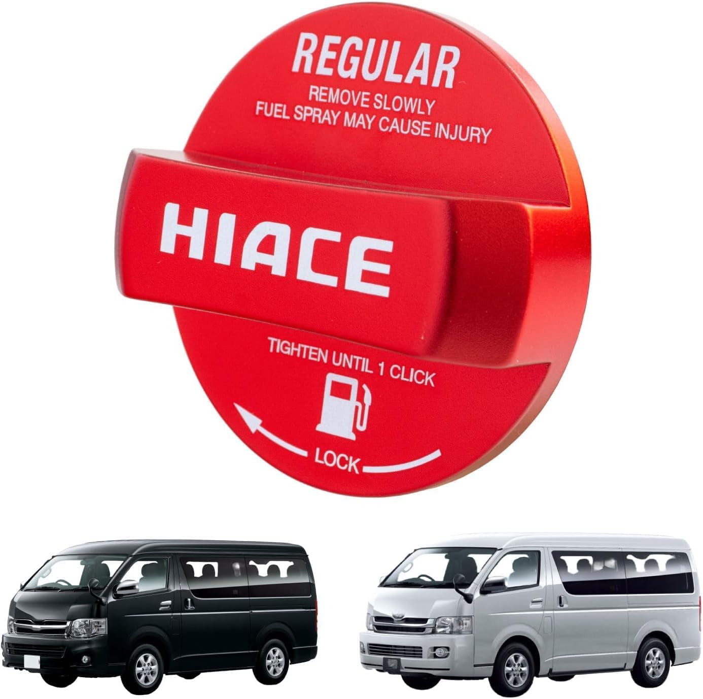 Fcc Custom Hiace BC-FCUVT-RE Fuel Cap Cover, Aluminum, Anodized Treatment, Regular, Red image number 1