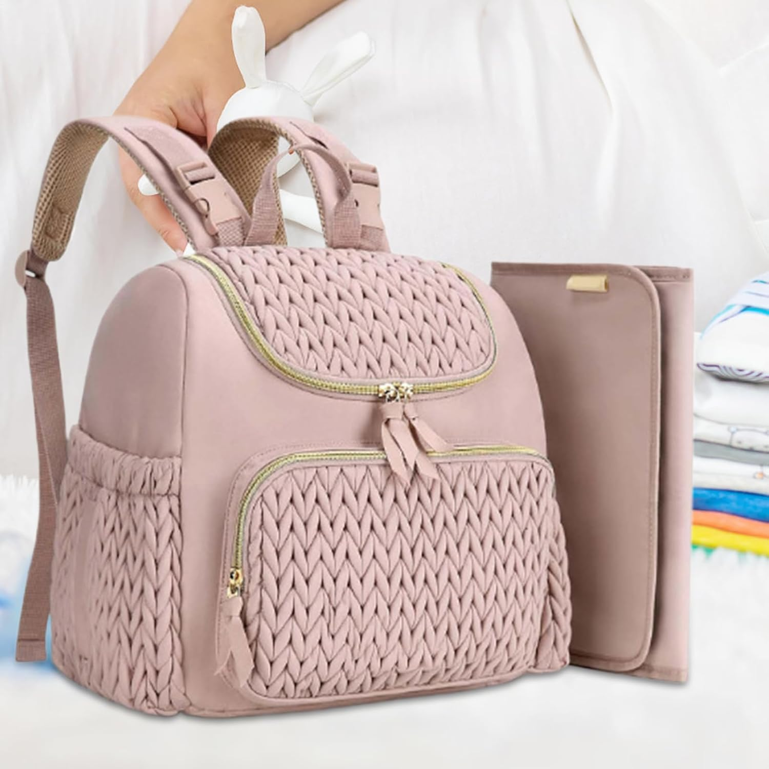 Baby Changing Bag Backpack, Diaper Backpack with Portable Changing Mat & Waterproof Organizer Storage for Mom Dad Travel Maternity Daily Outdoor Trips