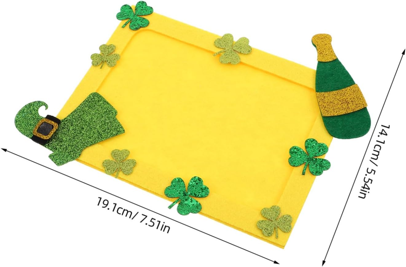 Yardwe Green Shamrock DIY Photo Frame for Patrick'S Day Non Woven Craft Project Unfinished Decorative Picture Frame Versatile Home Office Decor for Festive Celebrations image number 3