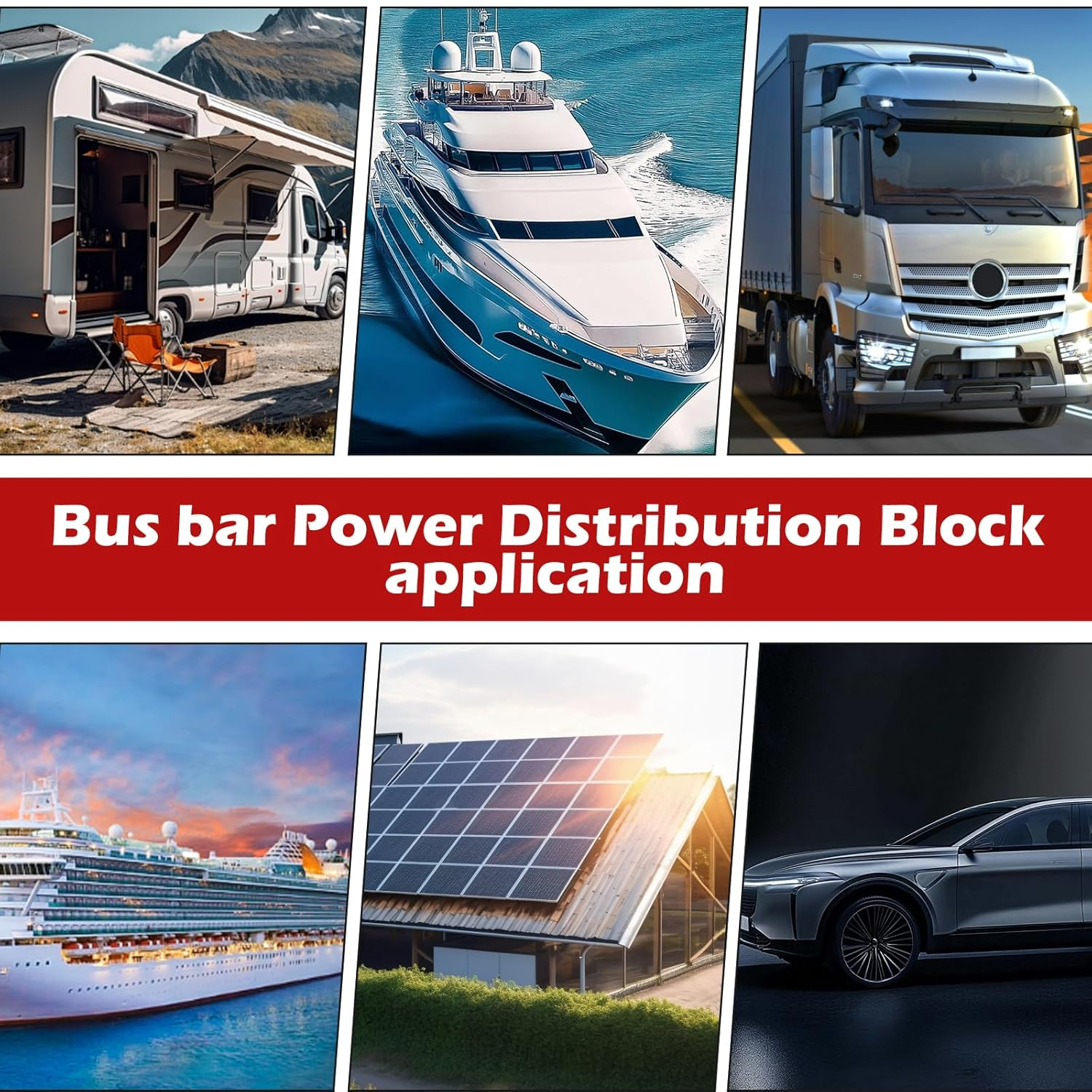 12V Bus Bar Power Distribution Block, 250A Battery Busbar Terminal Block with Cover, 4 X 5/16" Studs, Anti-Galling Battery Junction Blocks for Automotive Marine Cars Rvs Ships Yachts image number 6
