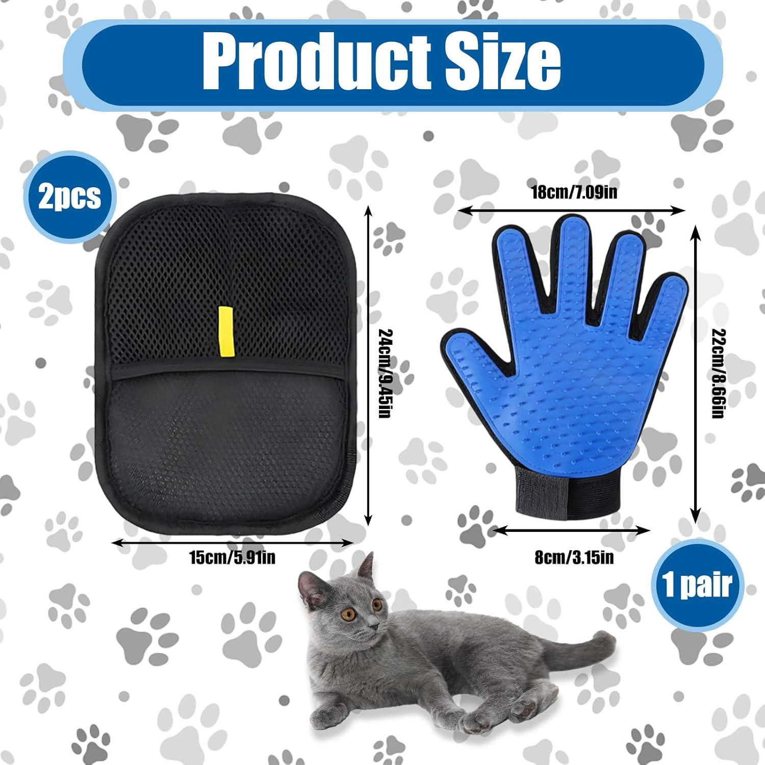 4PCS Pet Hair Remover Glove, Electrostatic Pet Hair Remover, Pet Grooming Glove for Dog and Cat Hair Removal, Multi-Surface Cleaning for Furniture, Car Seats, Clothes image number 6