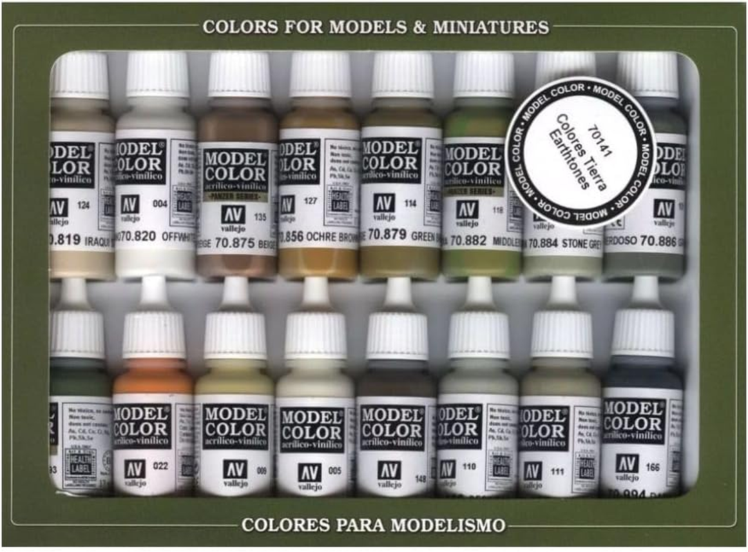 Vallejo Premium Colour Basic Opaque 16 Colour Set, Earthtone Colors Paint Set 17Ml image number 4