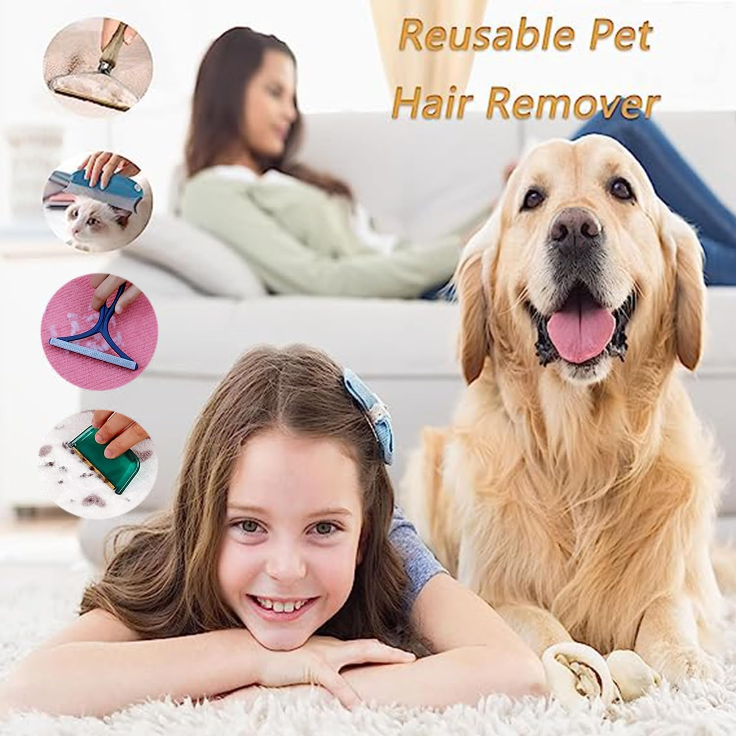 4Pcs Portable Lint Shaver Carpet Hair Remover Set, Lint Brush and Scraper for Pet Hair, Carpet Scraper Dog Hair Remover, Portable Lint Shaver Pet Hair Remover image number 2