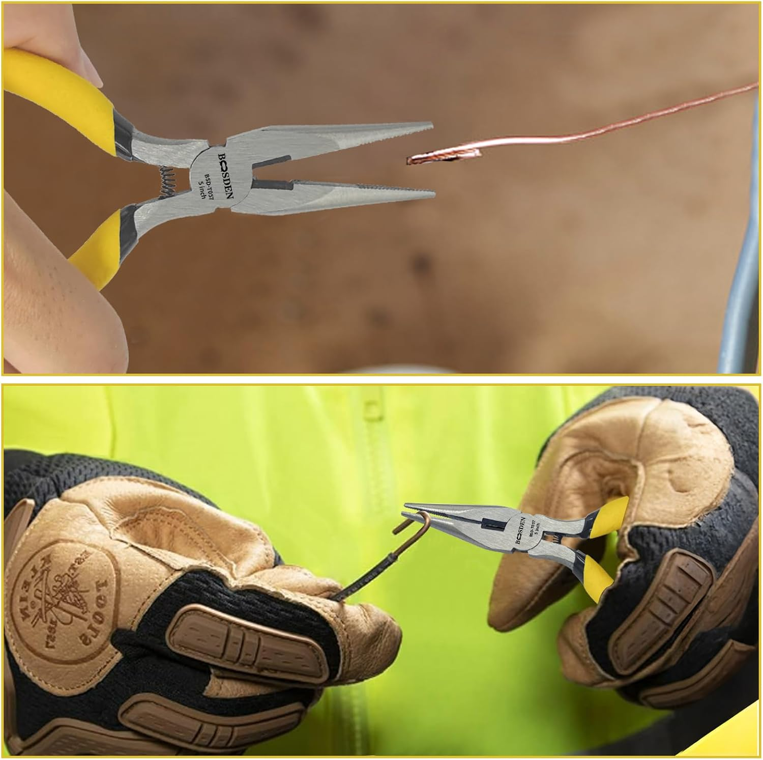 BOOSDEN 5" Needle Nose Pliers, Long Nose Pliers Set with Side Cutter,Mini Fine Needle Nose Pliers with Comfort Grip, Precision Small Needle Nose Pliers for Electronics, Craft, Jewelry Making, 5 PACK