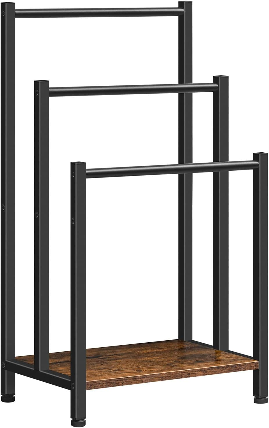 HOOBRO Freestanding Towel Rack, 3 Tier Metal Blanket Rack, Blanket Ladder Holder for Bathroom, 43 X 28 X 81 Cm, Industrial Drying and Display Rack with Shelf, Rustic Brown and Black BF03LB01 image number 1