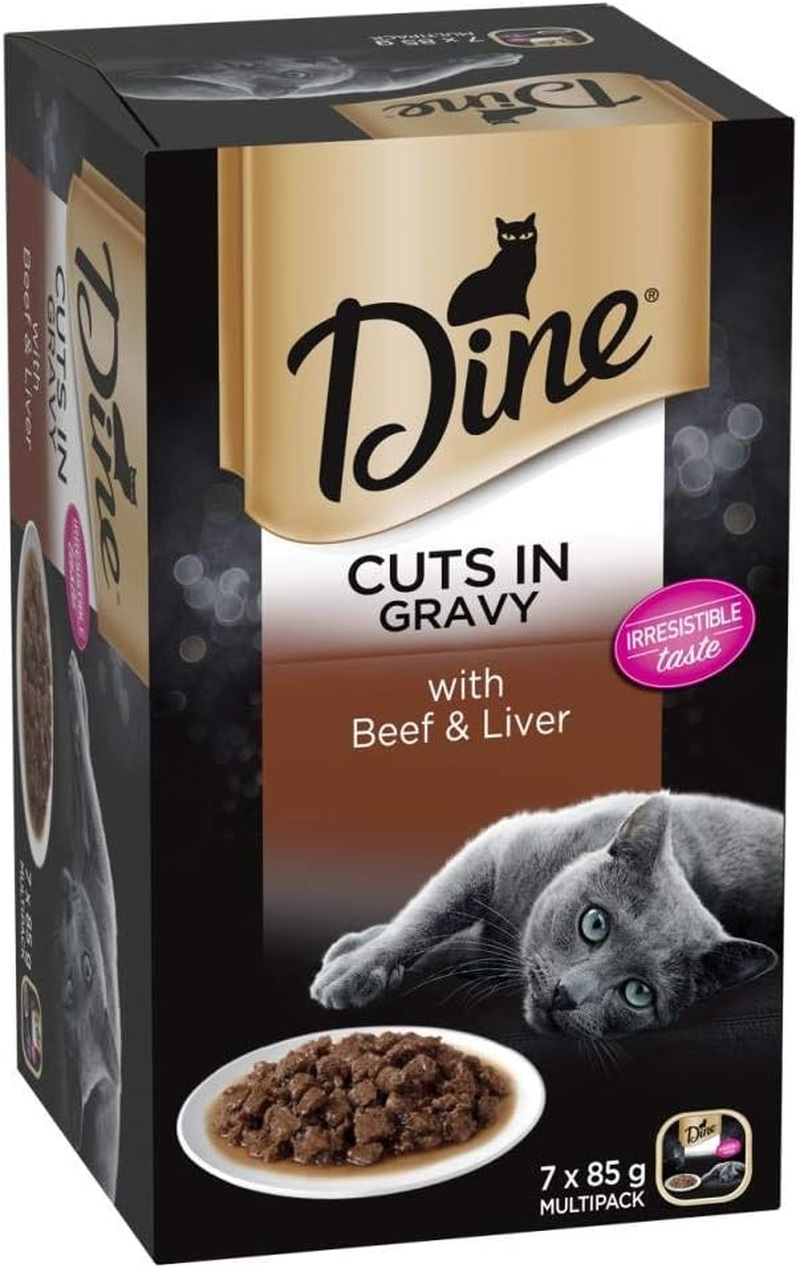 Dine Classic Collection Cut in Gravy Cat Wet Food with Beef and Liver 85 G (Pack of 7)