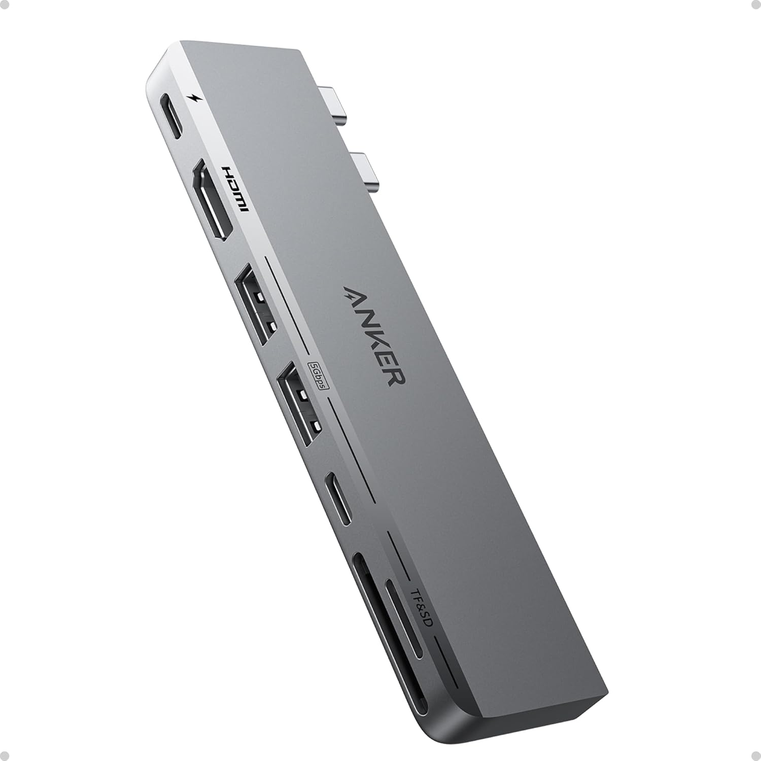 Anker USB C Hub for Macbook, Anker 547 USB-C Hub (7-In-2), Compatible with Thunderbolt 4 USB C Port, 4K HDMI, USB C and 2 USB a Data Ports for Macbook Pro 13 Inch, Macbook Air M1 / M2, and More image number 2