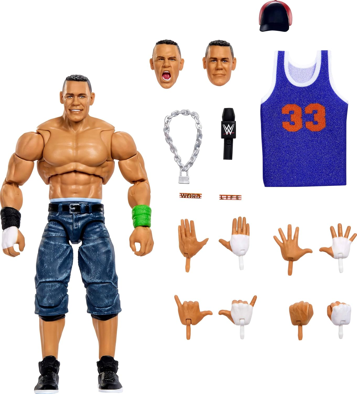 ​Mattel WWE Ultimate Edition John Cena 6-Inch Action Figure & Accessories Set, 10+ Pieces Include Swappable Heads & Hands image number 3