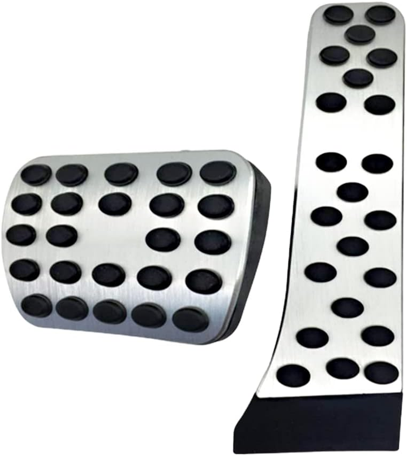Anti-Slip Aluminum Brake Gas Pedal Pads, Auto No Drilling Accelerator Pedal Covers Foot Pedal Pads Kit, Compatible with Mercedes-Benz C E S GLC GLE GLS CLS Class W205 W213 X253 W167, Silver