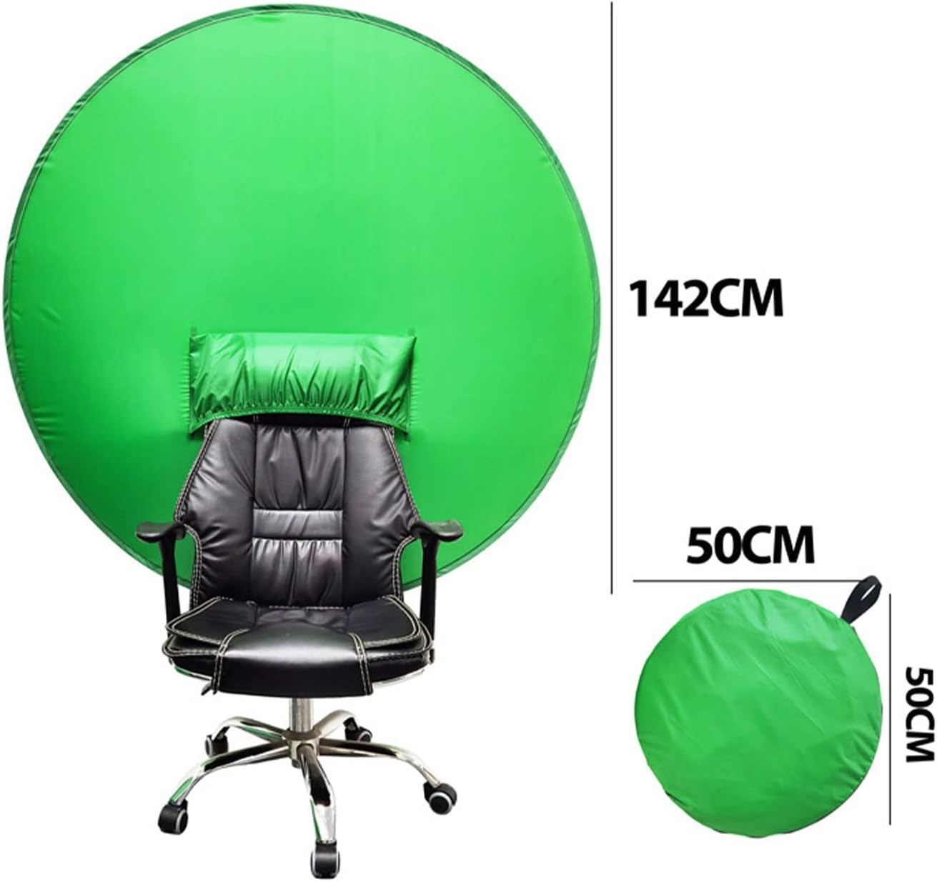 Green Screen, 142Cm round Portable Folding Backdrop for Video Recording, Photography, Live Streaming, Gaming, Small Collapsible Chair Background Cloth Greenscreen, Easy Setup image number 4