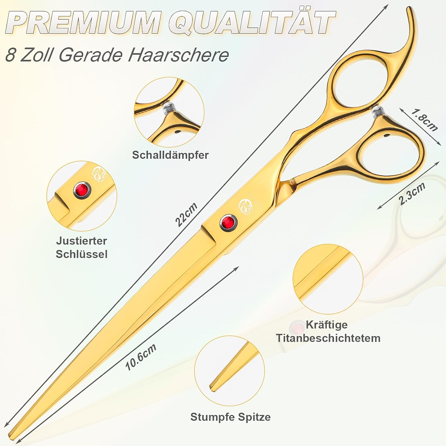 Purple Dragon 8 Inch Dog Scissors Set Professional 3-In-1 Fur Scissors Set for Dogs &ndash; Golden Dog Scissors Set Straight, Serrated and Curved Scissors Are Included for Dogs for Cats and Other Animals image number 5