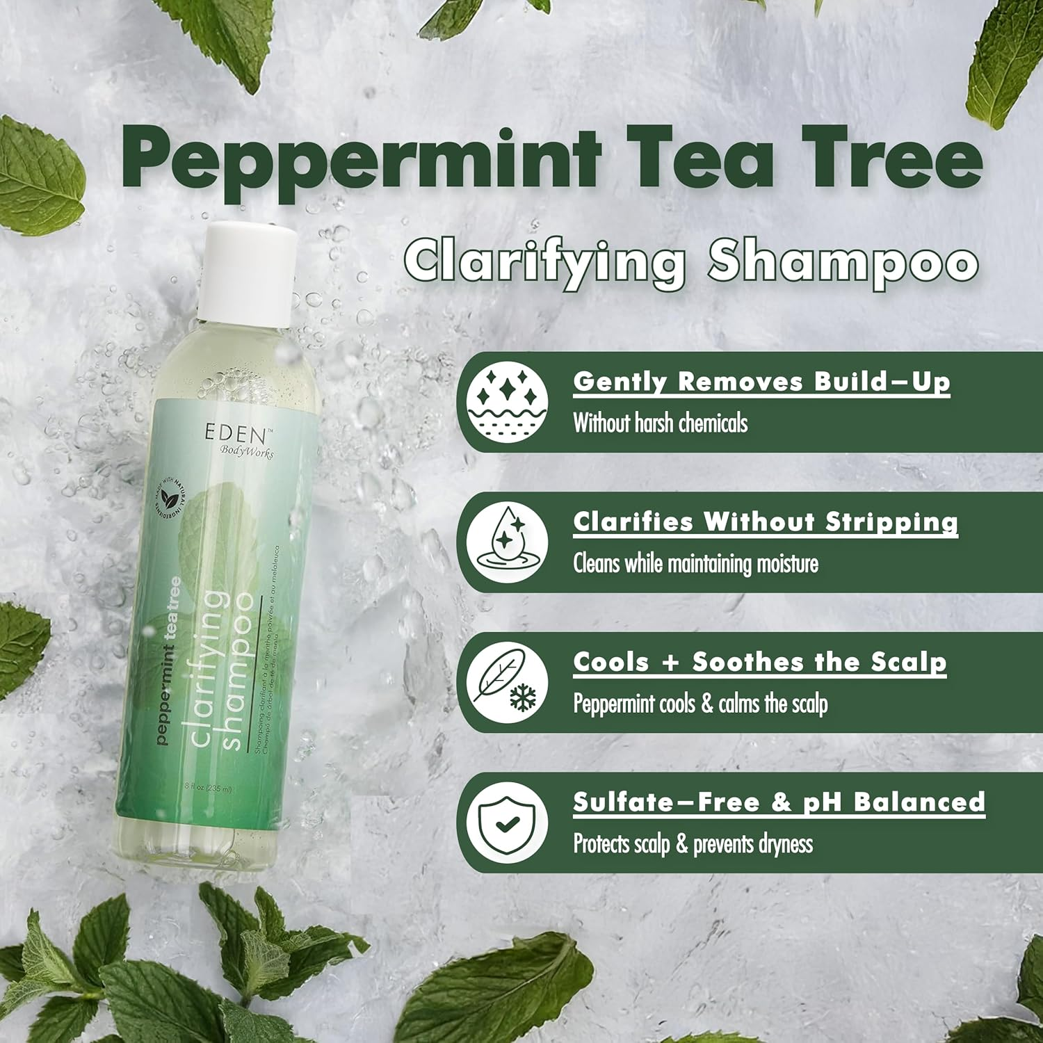 EDEN Bodyworks Peppermint Tea Tree Clear Shampoo, 8Oz- Packaging May Vary image number 6