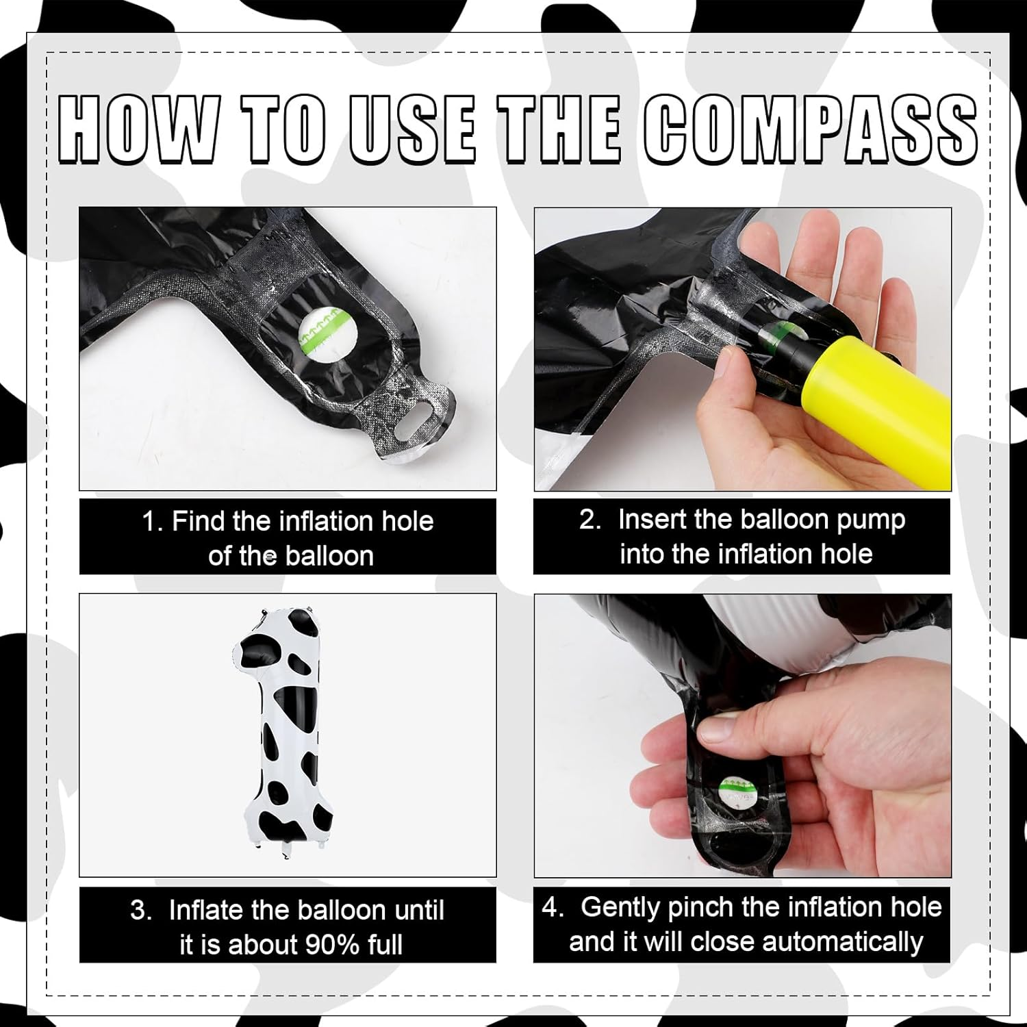 XIHIRCD Cow Print Balloon, 40In Large Cow Print Number Balloons Black and White Cow Print Birthday Celebration Balloons for Cow Print for Cowgirl Theme Party Decorations Supplies(Number 1)