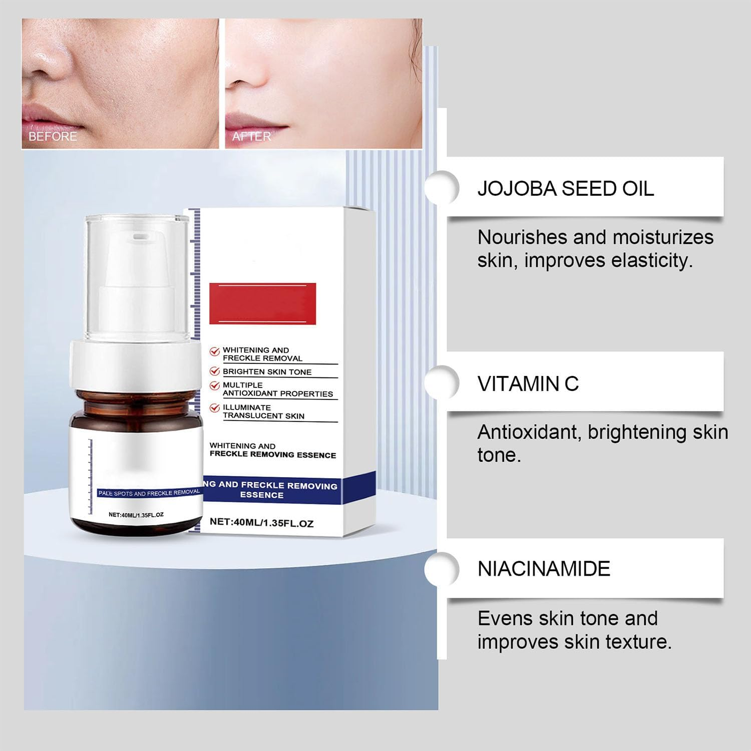 Aobenz Serum, Aobenz Spot Remover Serum, Aobenz Whitening and Freckle Removing Essence, Hydrating and Moisturizing, Gentle Dark Spot Remover, Face Serum for Women (1Pcs) image number 6