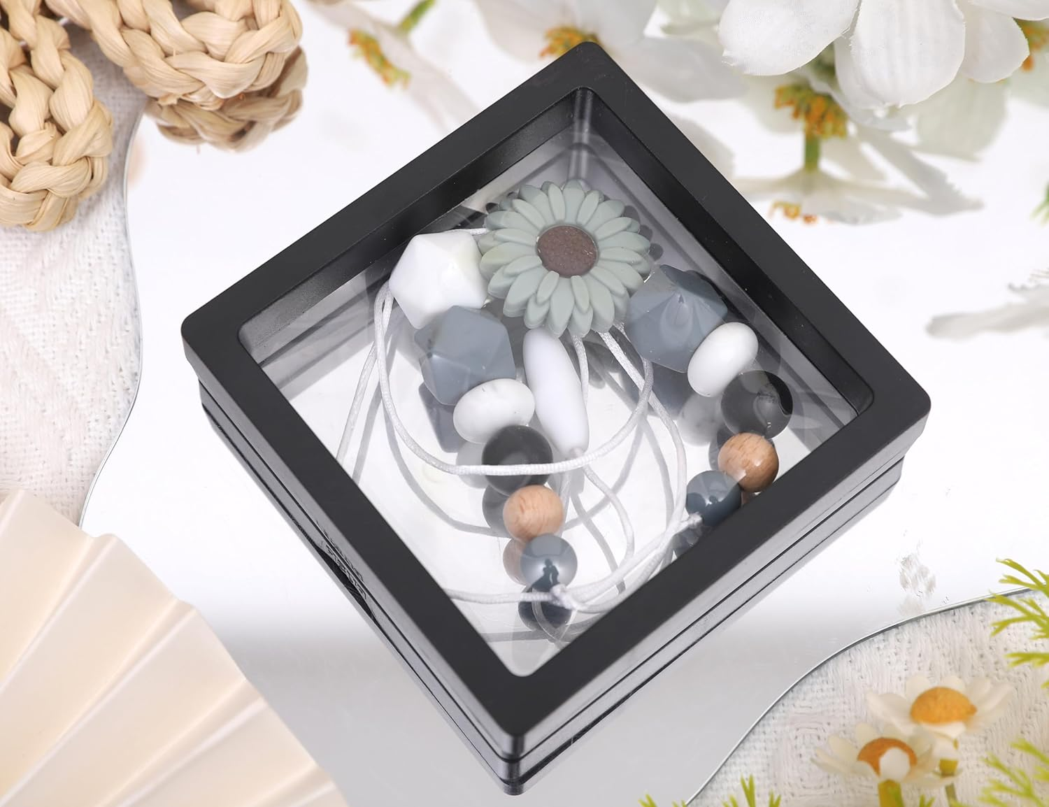 TERJIO Silicone Breastfeeding Necklace - Silicone Jewelry for New Mothers, Emotional Calming Nursing Newborn Sensory Fidget Necklace, Bohemian Daisy Decoration., 12.2In*3.9 In, Silicone, No Gemstone image number 4