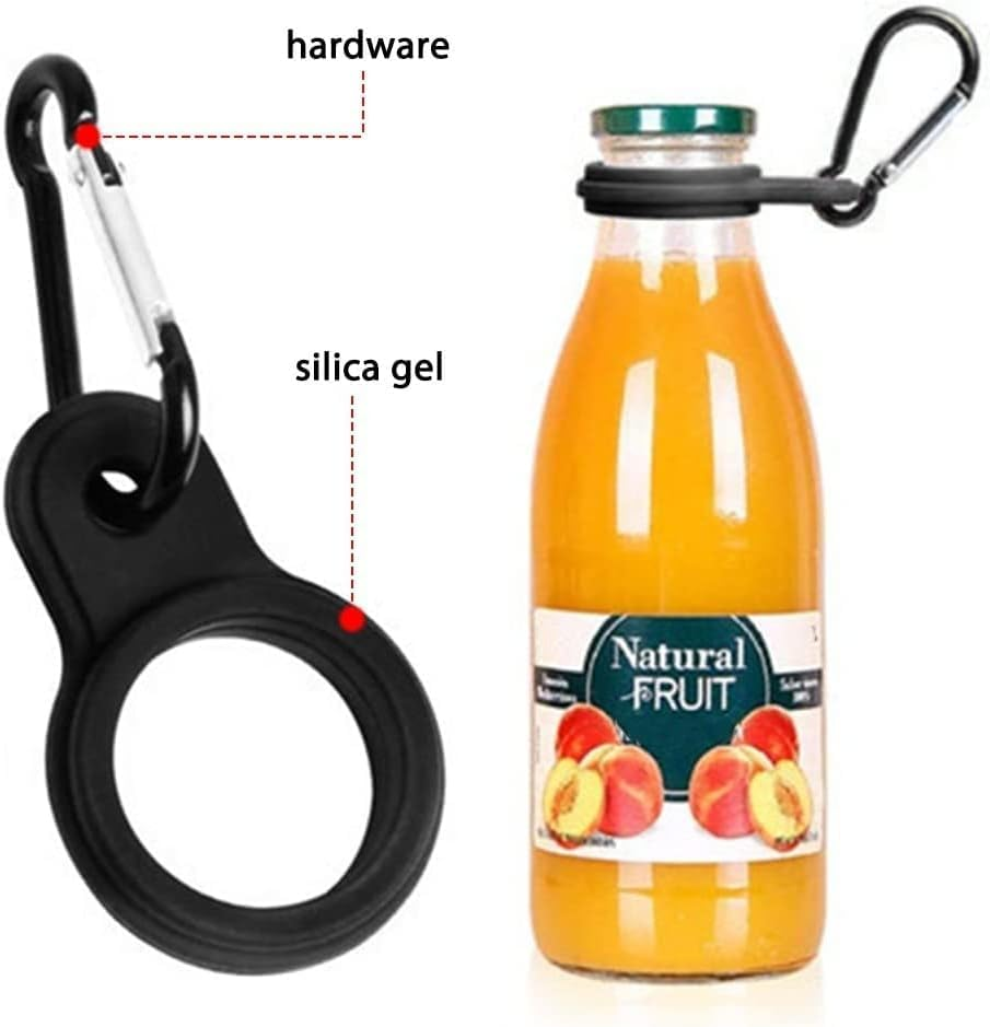 Black Silicone Water Bottle Buckle with Carrying Bottle Holder Bottle Clip for Traveling Camping Hiking Mountaineering,Easy to Use Sports Water Bottle Accessories (2 Pack) image number 4