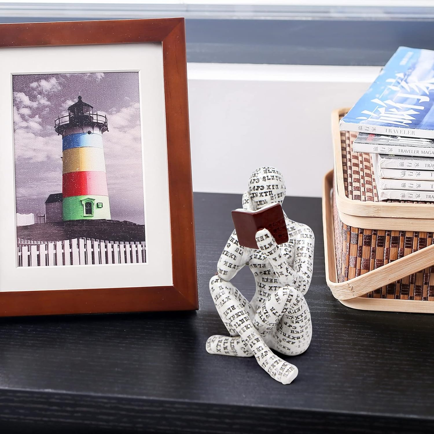 Prosfalt Home Decor Pulp Reading Women Figurine Thinker Statue Aesthetic Sculpture Room Decor Abstract Decorations on Desk Shelf Table Bookshelf for Living Room Office Bedroom FD92138777 - Sandstone - Right Reverie image number 5