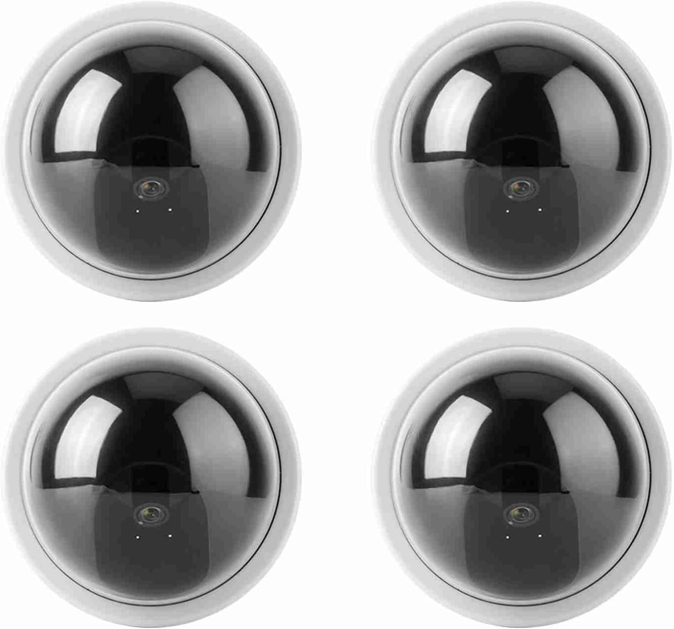 4Pcs Dome Simulation Camera, CCTV Dummy Security Camera, with Flashing Led Light, Realistic Shape for Home Hotel Supermarket Office Security (White) - Black image number 4