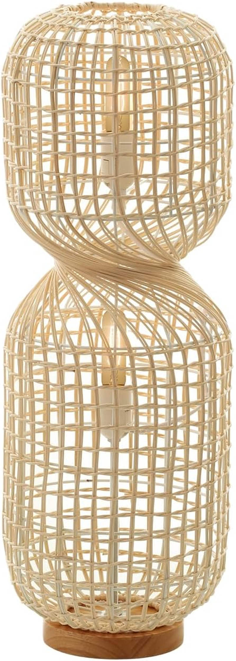 Lexi Lighting Twirla Rattan Floor Lamp, Cylindrical Twisted Squared Rattan Boho Style, Overall Height 104Cm, 2-Light Small Natural Color Standing Lamp with Sturdy Base for Great Living Room D&eacute;cor image number 4