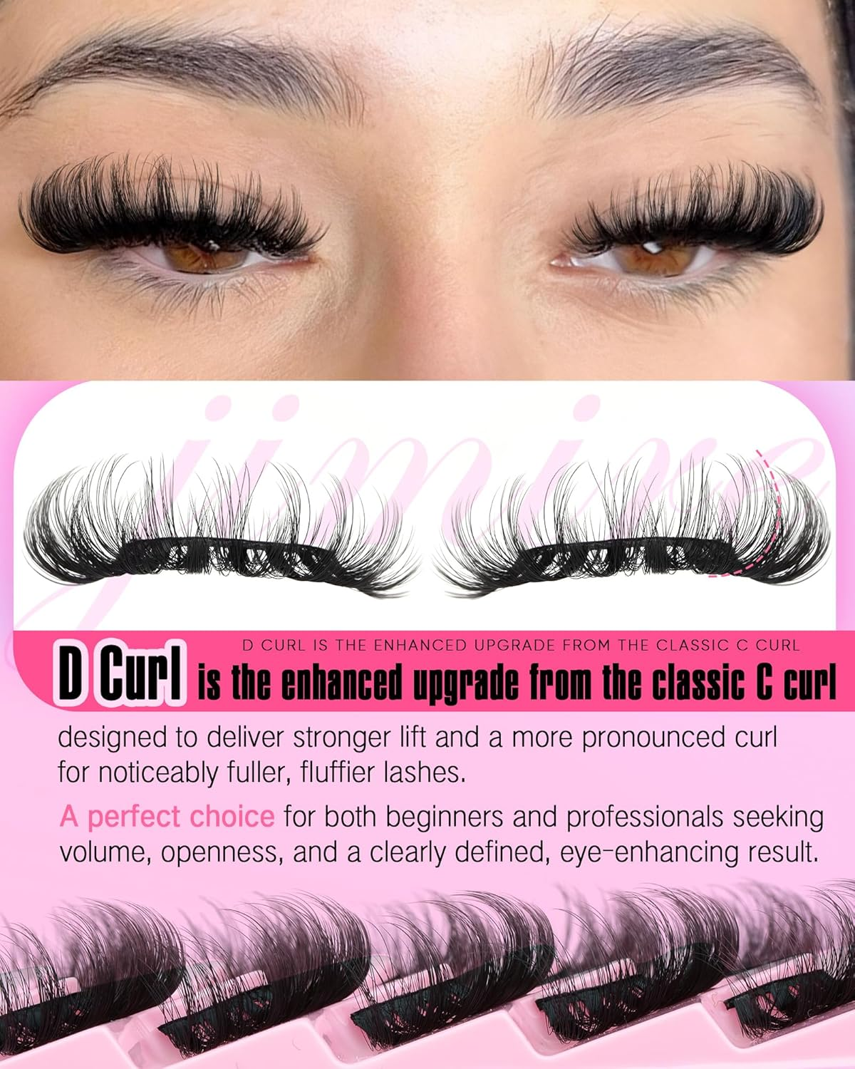 JIMIRE Mink Lashes Wispy Cat Eye Lashes Full 6D Volume False Eyelashes That Look like Extensions 16MM Thick Soft D-Curly Fake Lashes 7 Pairs Pack image number 4