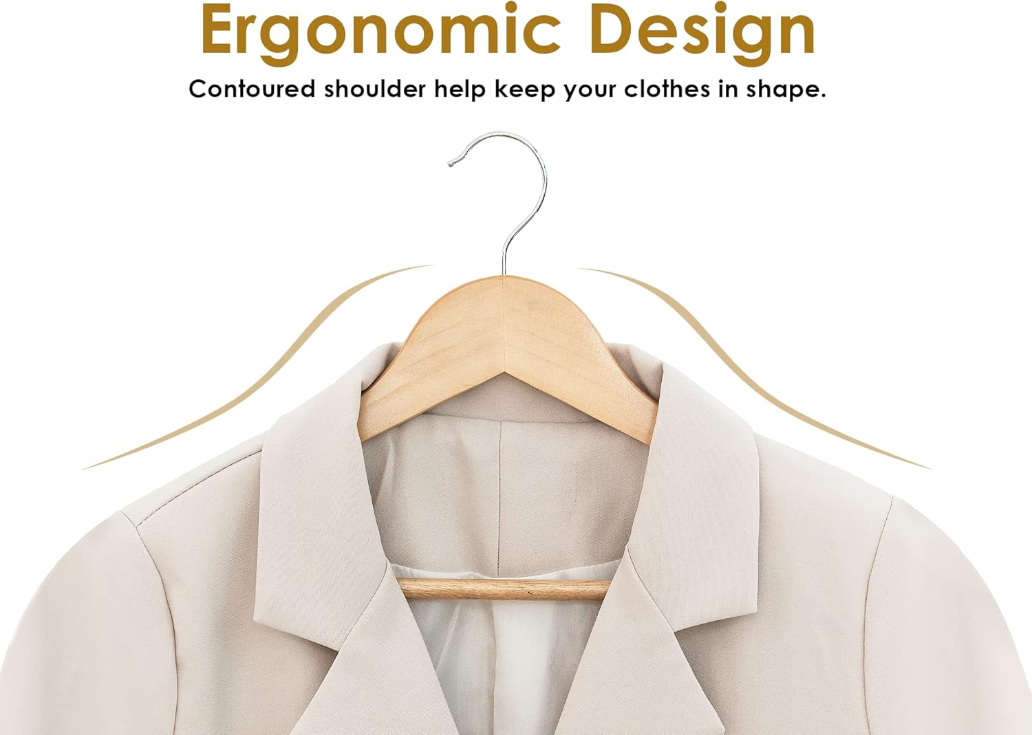 Storageworks Wooden Hangers 20 Pack, Wood Coat Hanger for Coats, Shirts, Jackets, Pants, Suits, Natural Wood Color image number 2