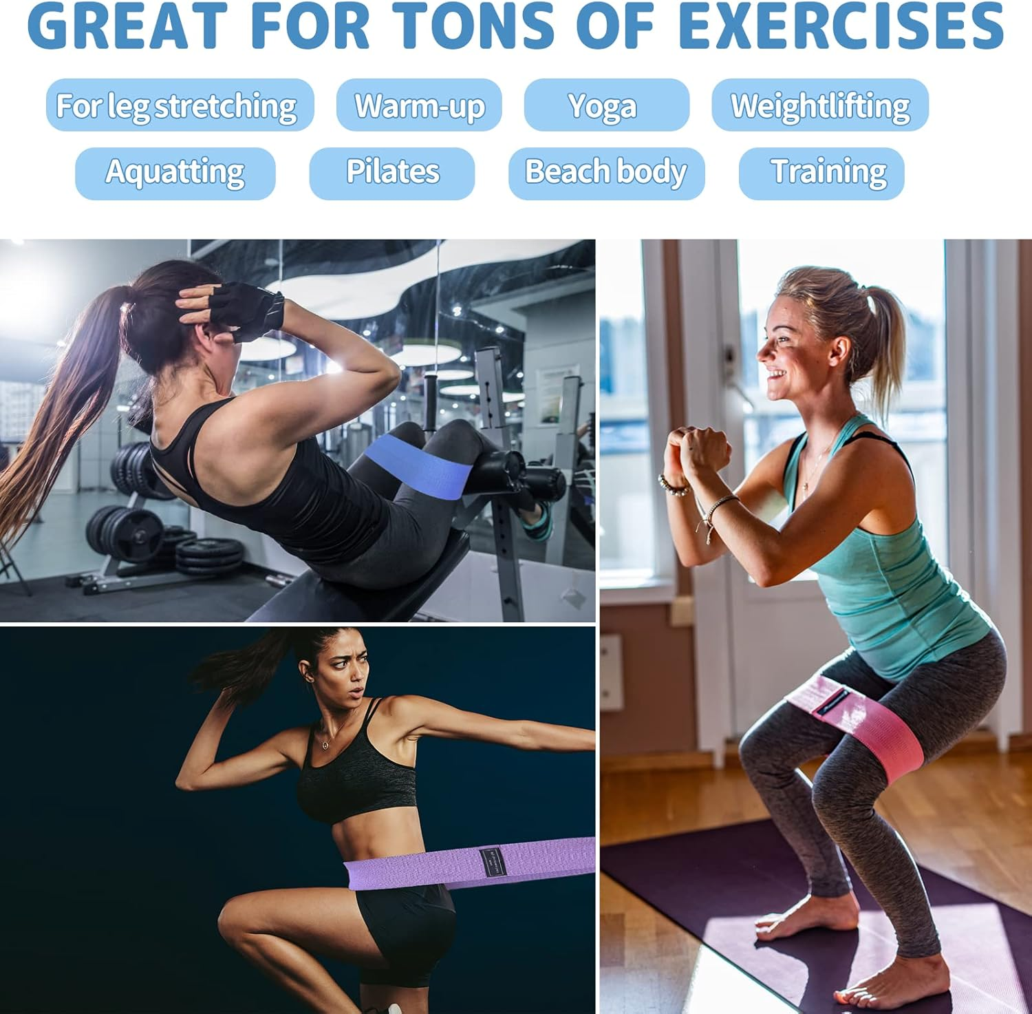 Fabric Resistance Bands for Working Out,Exercise Bands Resistance Band, Booty Bands for Legs and Butt Yoga Pilates Rehab, Fitness Elastic Bands Set image number 3