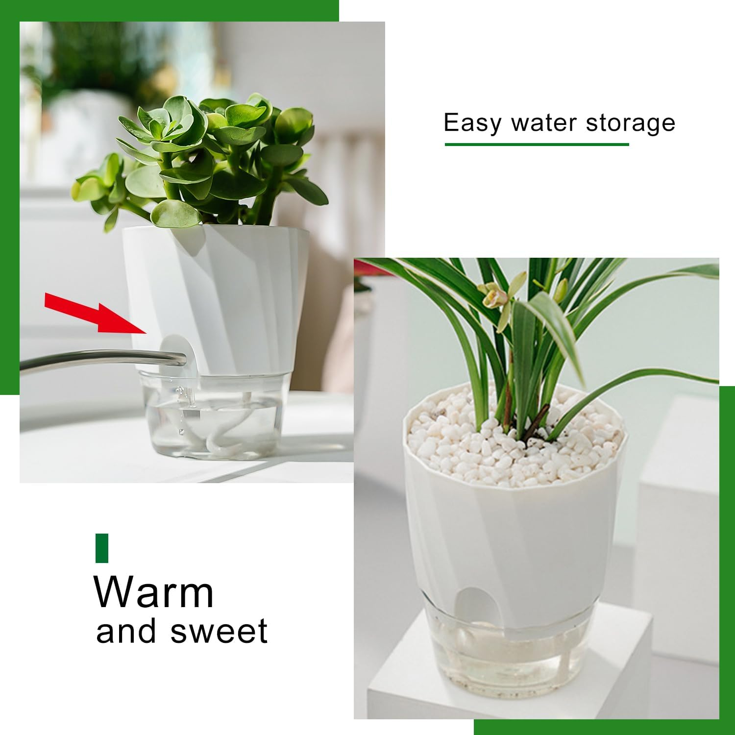 ROLMZJX 4 Pack Self Watering Pots,African Violet Pots，Clear Plastic round Plant Pots for Succulent, Flowers, Herbs for Office Home Decor（White-Large/Medium/Small） image number 2