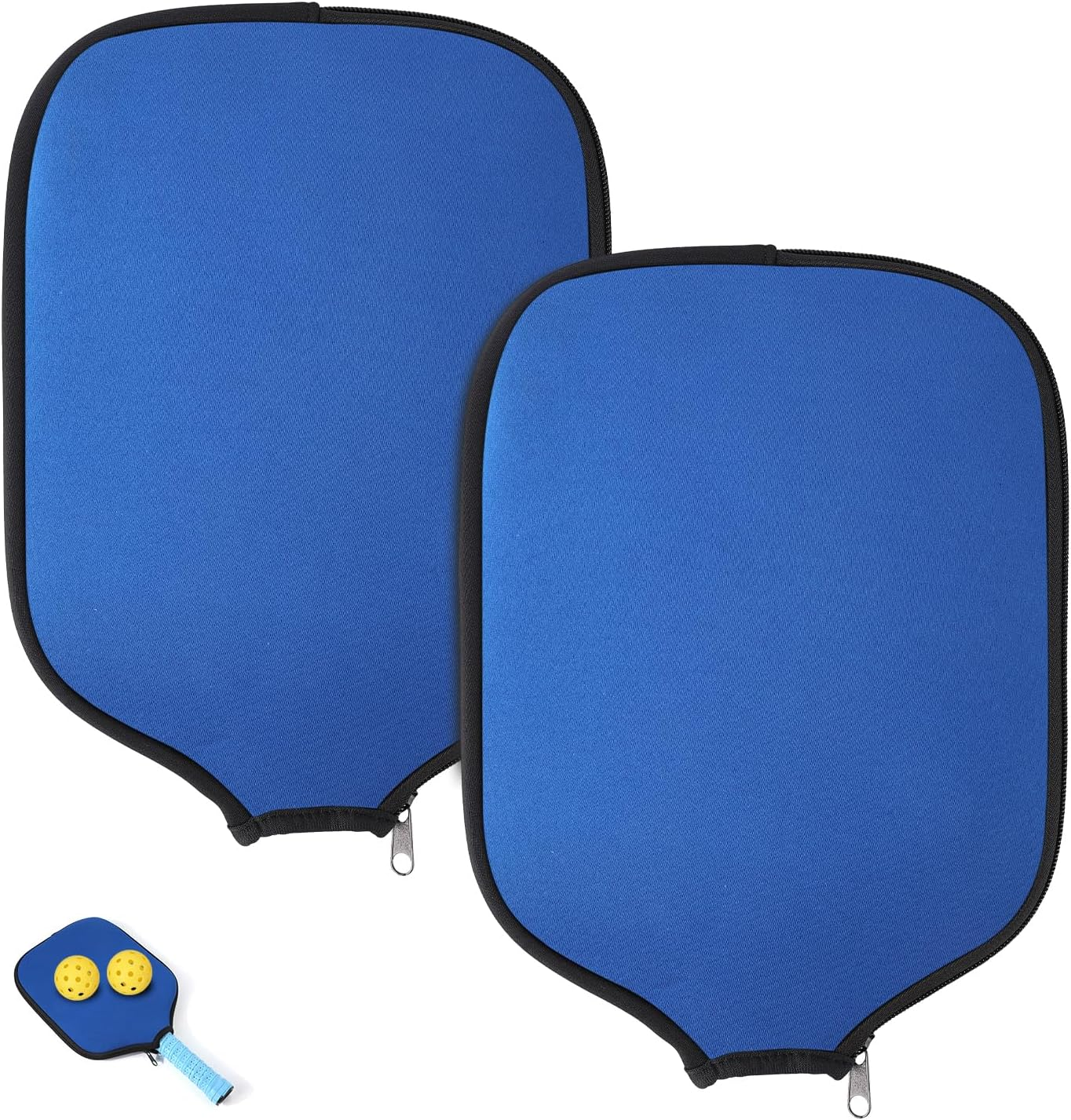 2Pcs Pickleball Paddle Covers, Waterproof Neoprene Pickle Ball Covers Protective Pickleball Racket Holder Sleeve with Zipper Fits Most Paddle Racket (Blue) image number 1