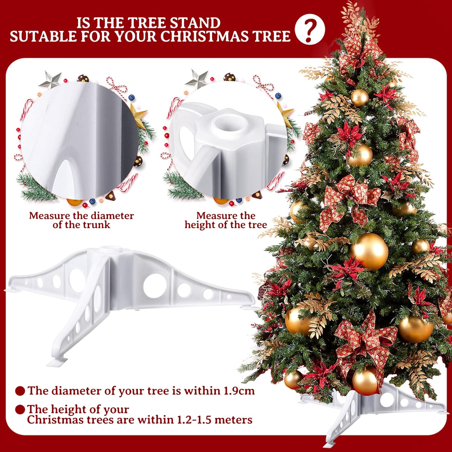 Youyole Christmas Tree Stand Plastic Legs Replacement White Artificial Xmas Base Holder for Trees 0.75'' in Diameter image number 6