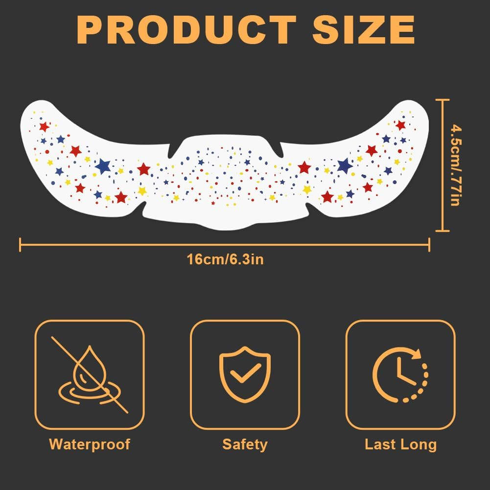 LOPHE Temporary Freckles Tattoos, 12PCS Freckles Glitter Temporary Tattoos Anti-Hearing Waterproof Tattoos Colorful Stars Dots for Carnival Shows Party Festival image number 2