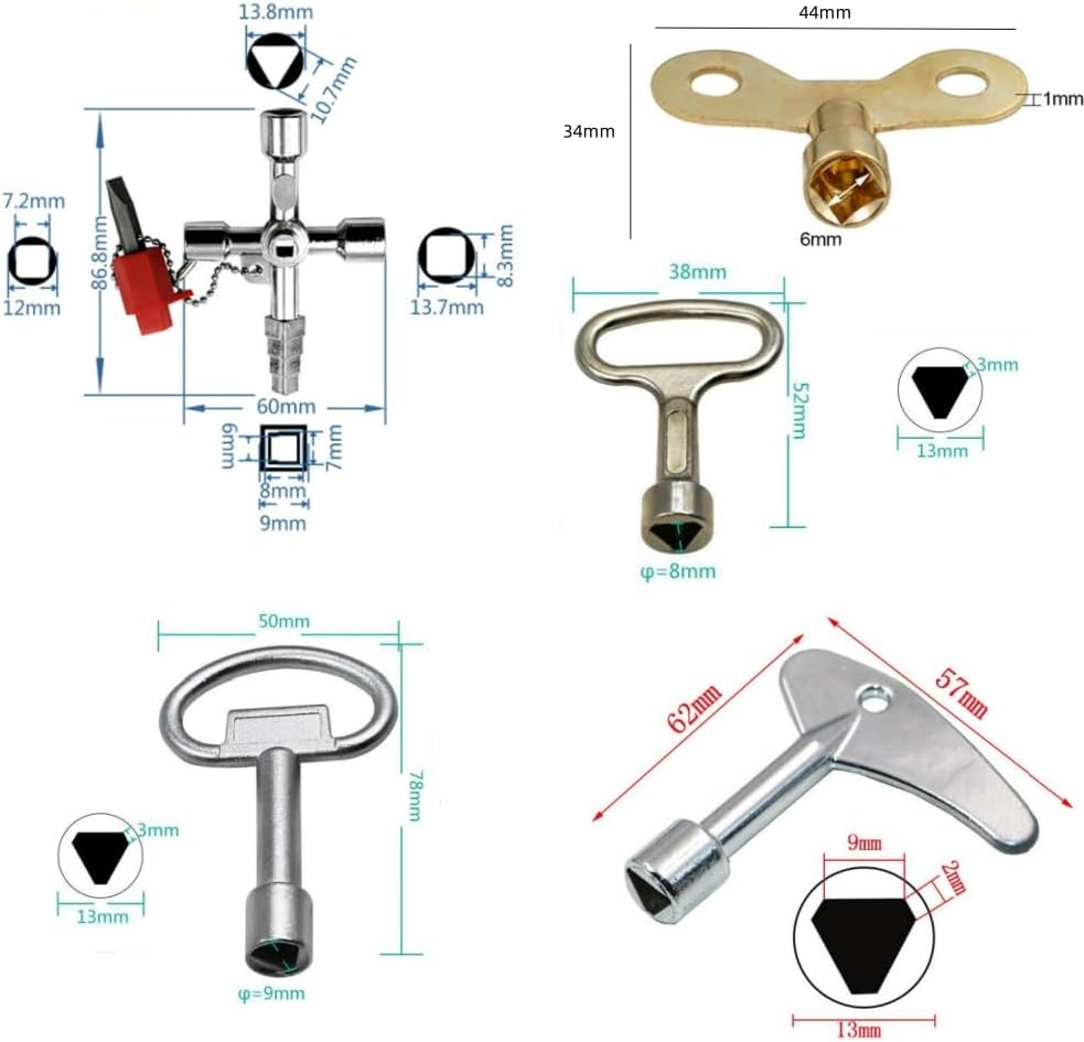 5 PCS Multi-Functional Utility Plumbers Tool Set, Square Triangle Socket Spanner Wrench for Common Cabinets and Building Technology Barrier Systems image number 3