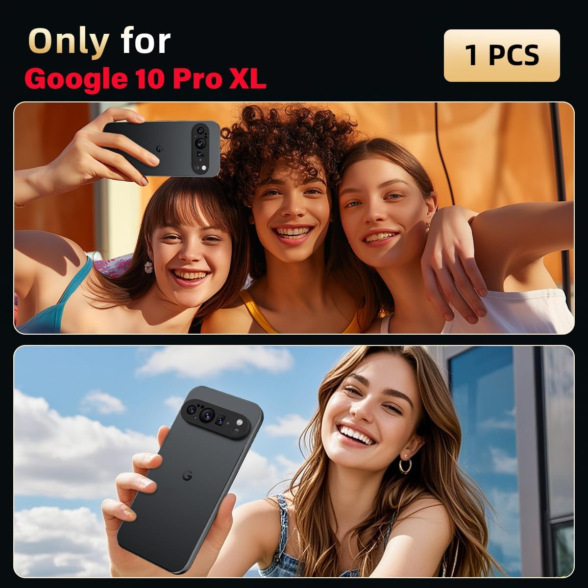 Jurqqer Camera Lens Protector for Google Pixel 10 Pro XL 6.8'' [Military Grade Shatterproof] 9H Ultra-Thin Tempered Glass & Aviation Aluminum Alloy Camera Guard,Full Protection, Obsidian