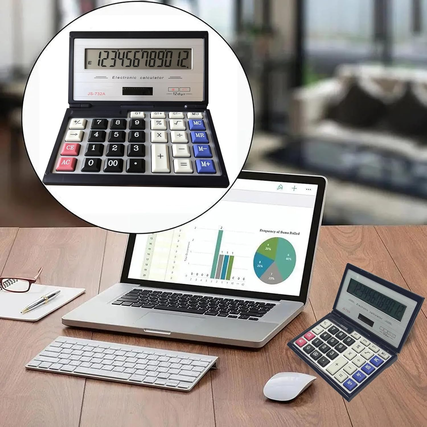 Maizoon Solar Dual Power Calculator with 12-Digit Display Large Screen Folding Flip Cover Big Button Portable Computing Tool for Finance Business Office and School