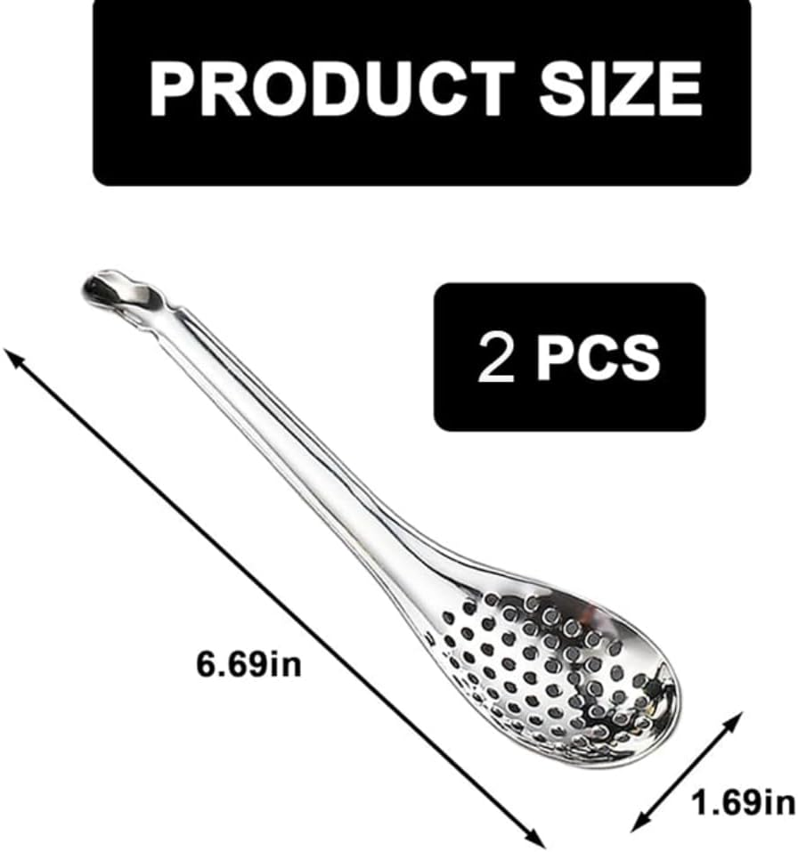 Spherification Spoon Stainless 2Pcs Steel Metal Caviar Spoon Small Slotted Bar Spoon Egg Strainer Cuisine Strainer for Molecular Gastronomy Bar