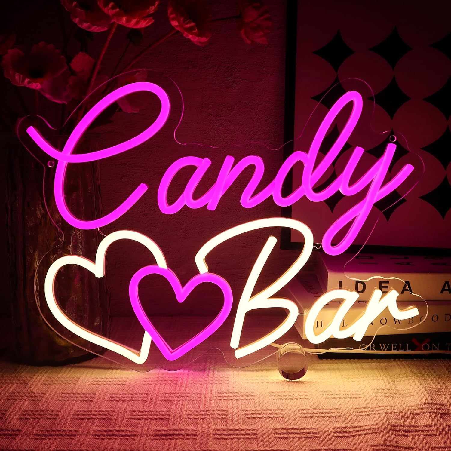 OYCGZV Candy Bar Neon Sign Candy LED Neon Sign Wall Cute Bar Neon Sign USB LED Sign for Wedding Decoration Candy Bar Table Ornament Coffee Restaurant Birthdays Other Events