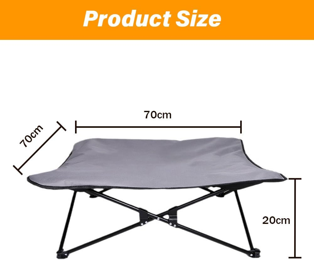 Folding Dog Camping Bed, Portable Waterproof and Chew Resistant, Removable Cooling Dog Bed, Outdoor Pet Camping Bed, Elevated Travel Lounger for Small to Medium Dogs, Light Gray.
